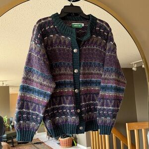 Wool Blend Vintage Patterned Cardigan Sweater